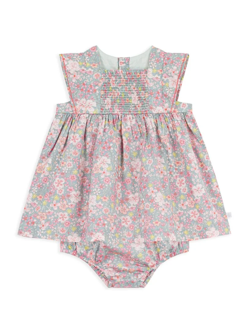 بيتي باتو Babies' short-sleeved cotton dress and matching bloomers printed with hearts
